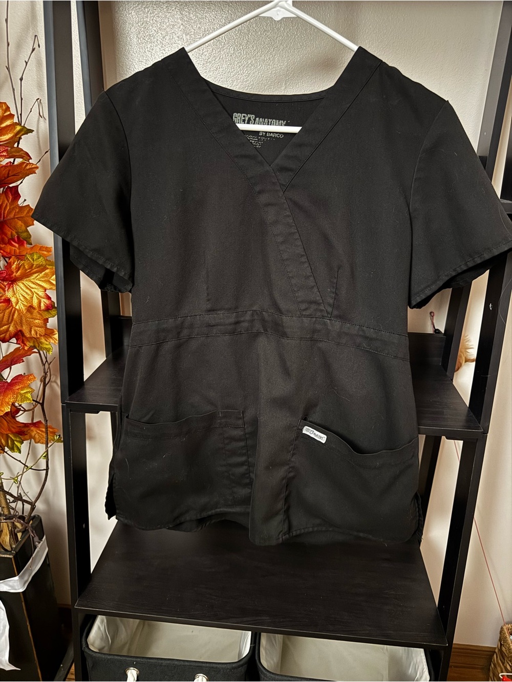 Grey's Anatomy Black Women's Scrub Tunic with Patch Pockets
